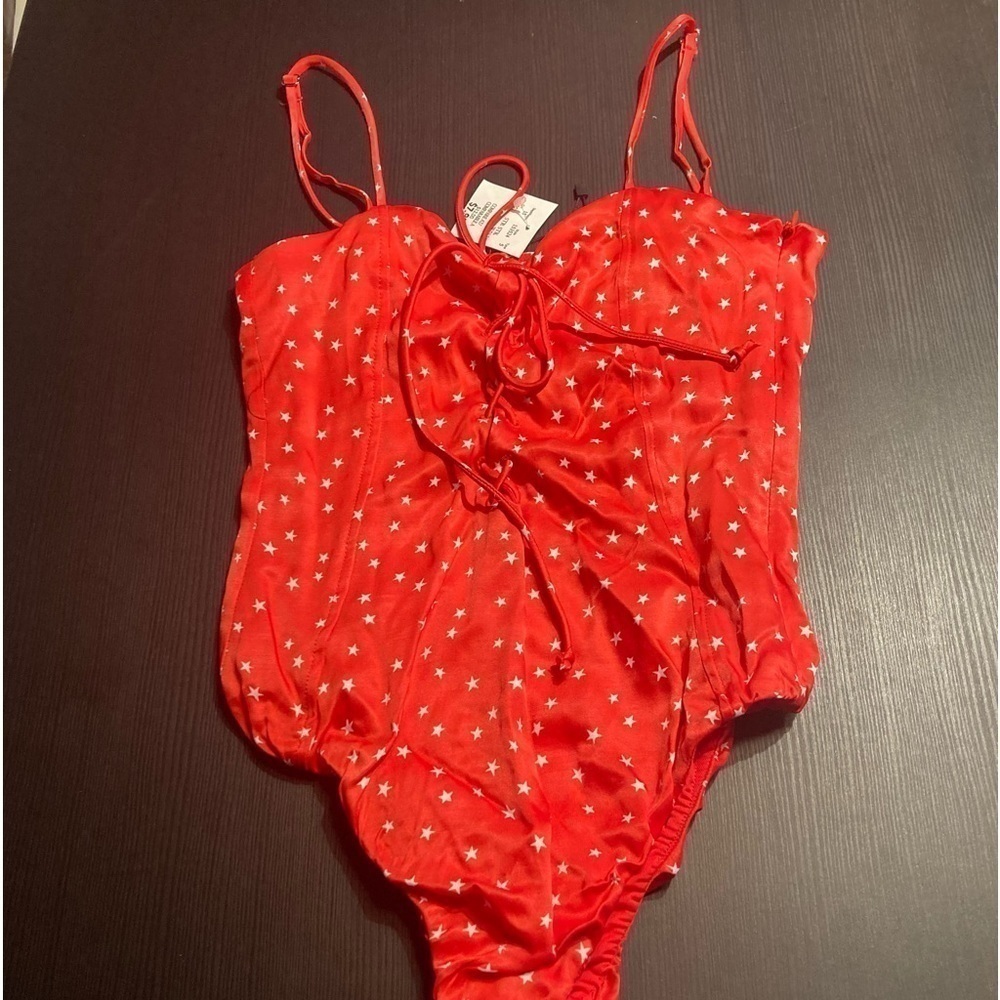 Zara red with white stars body one piece top- pairs perfect with jeans